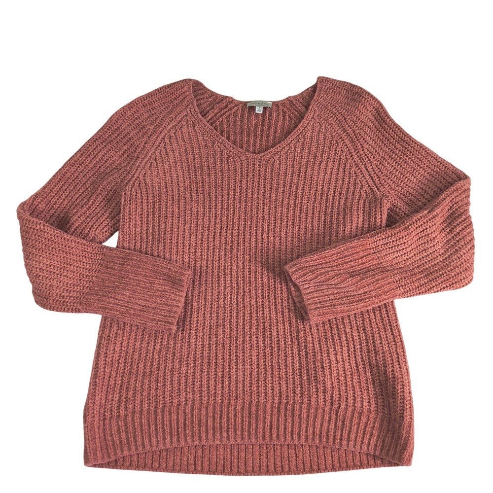 Lucky Brand Chunky Knit Sweater Womens M Pink Raglan Sleeve Casual Cozy